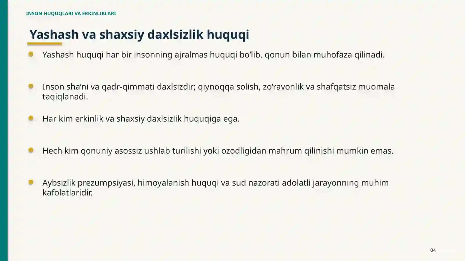 INSON HUQUQLARI VA ERKINLIKLARI 4