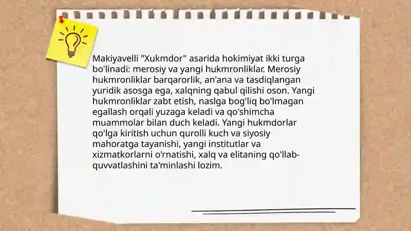 Makiavellining "Xukmdor" asari 4