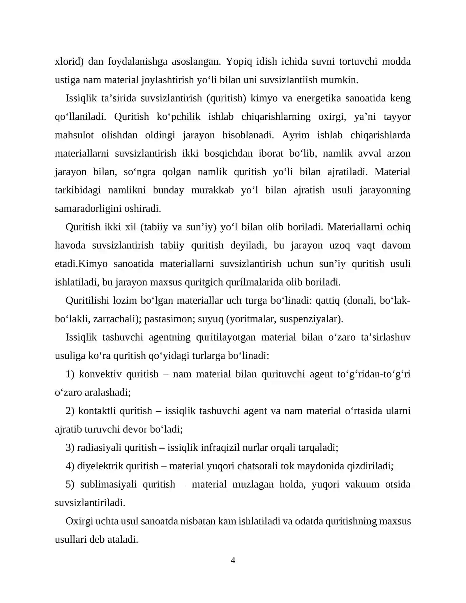 Qurutish jarayoni. Barabanli quritgichning hisobi 4