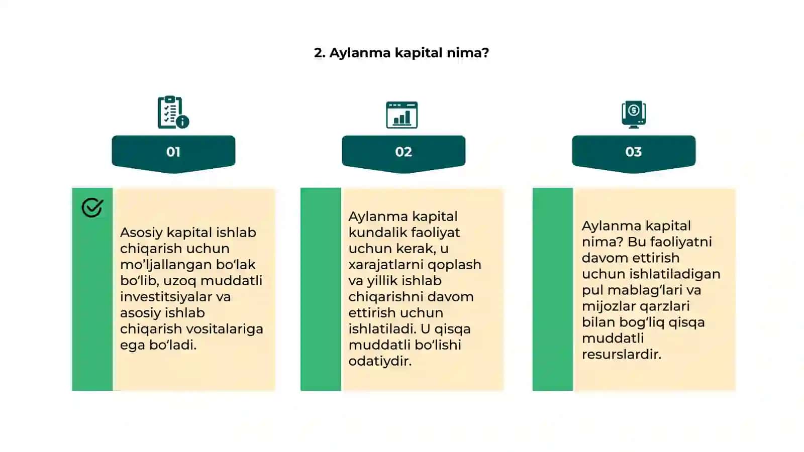 Asosiy kapital va aylanma kapital va ularni farqlovchi jihatlari 4