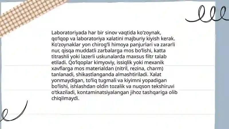 Fizika labaratoriya xonasida texnika xavfsizlik qoidalari 4