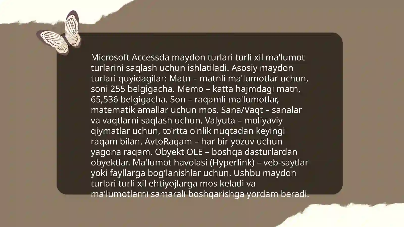 MS ACCESSDA hadvalarni o'zaro bog'lash 4