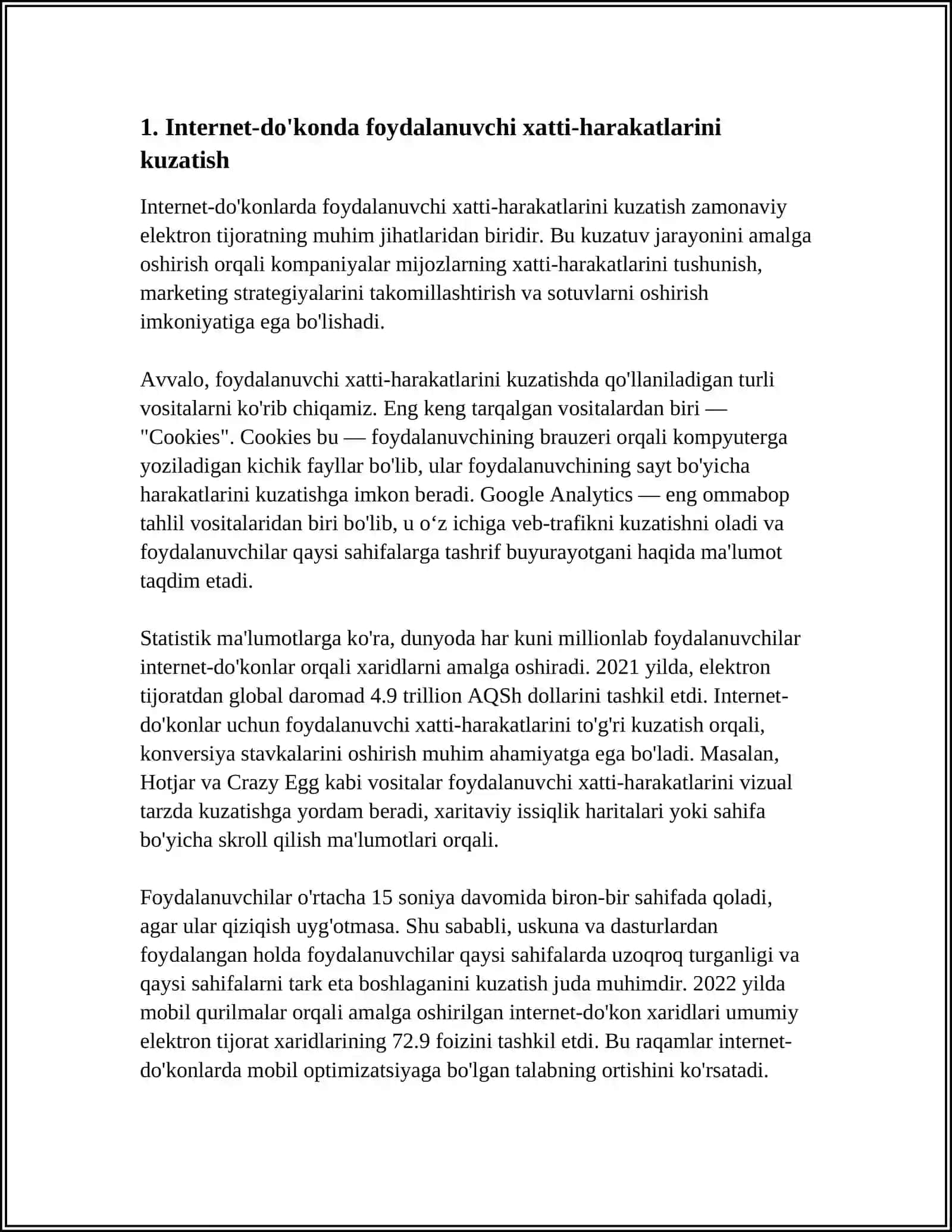 INTERNET-DO'KONDA FOYDALANUVCHI XATTI-HARAKATLARINI TAHLIL QILISH ASOSIDA TAVSIYALAR TIZIMINI ISHLAB CHIQISH 4
