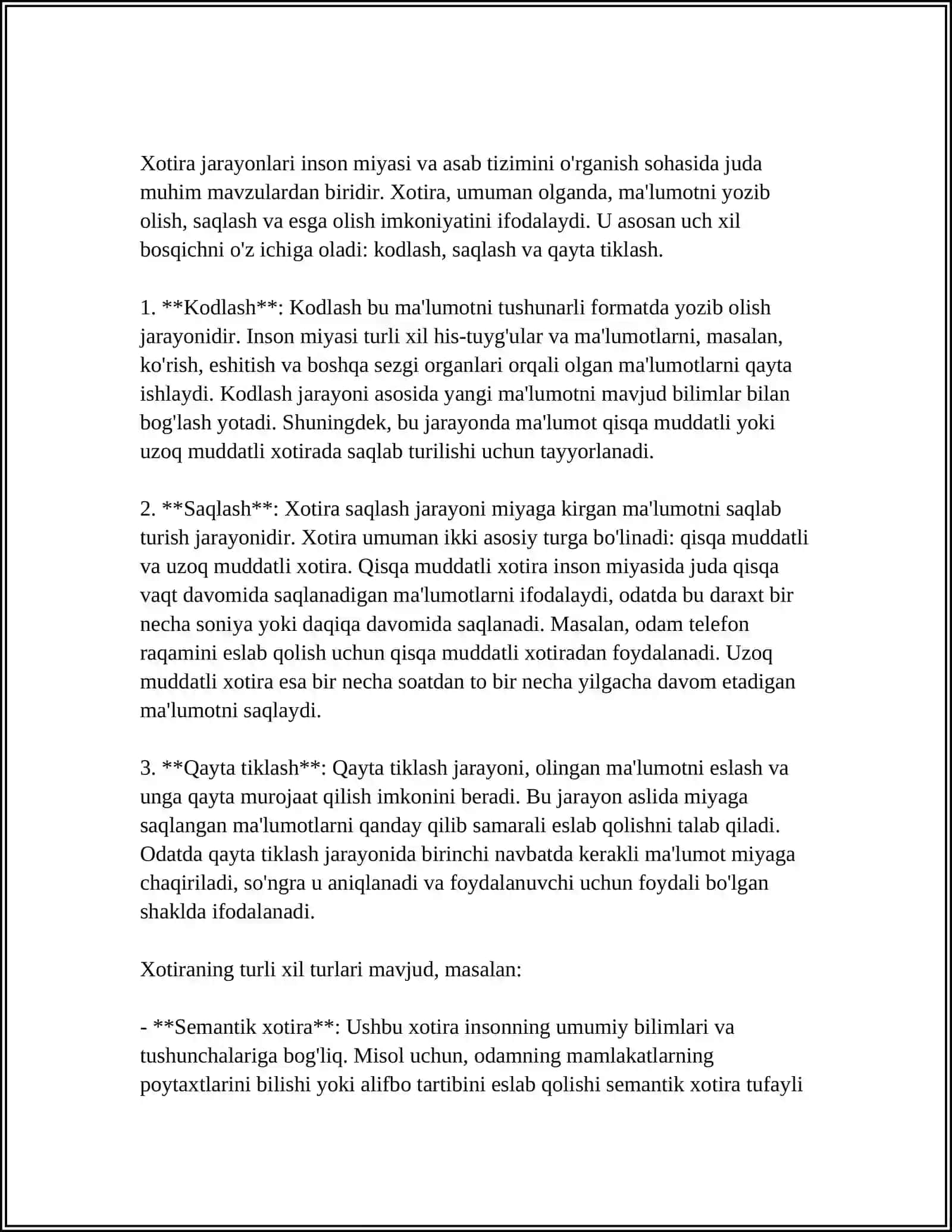 XOTIRA HAQIDA TUSHUNCHA VA UNING NERV FIZIOLOGIK ASOSI 4