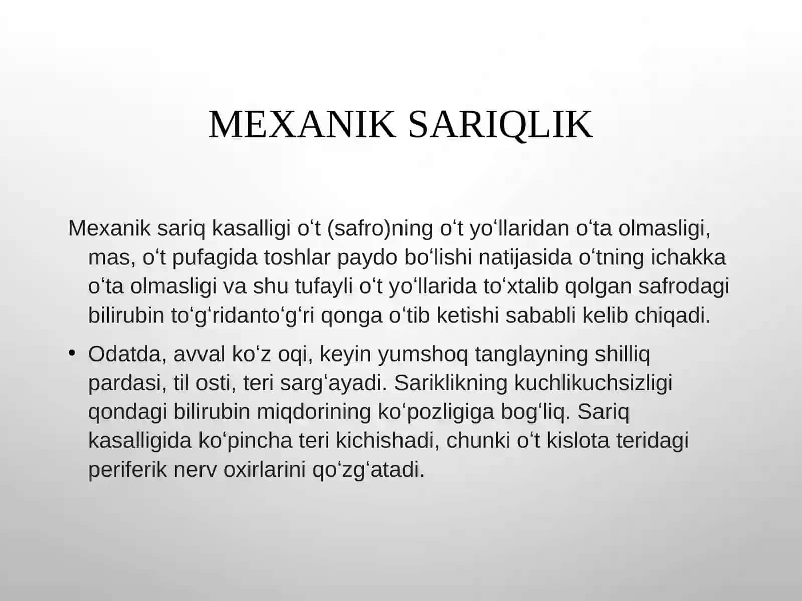 Sariqlikning biokimyoviy jihatdan differensial tashxisi 4