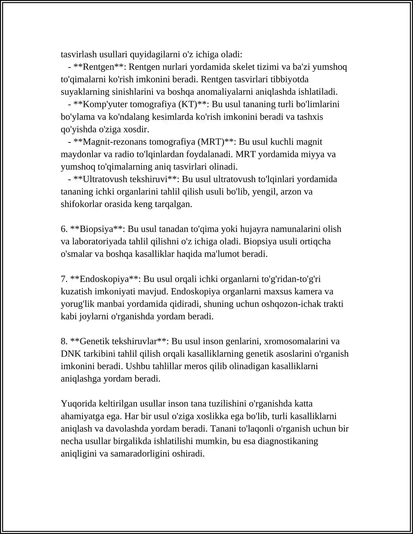 ODAM TANA TUZILISHINI O’RGANISH USULLARI 4