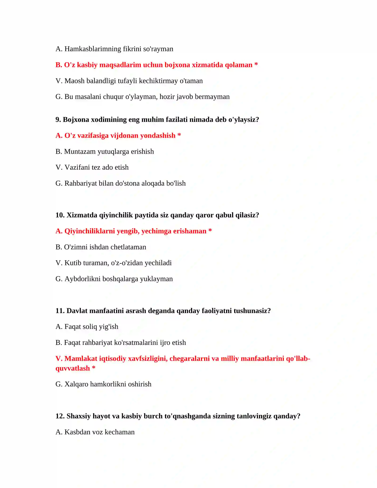 Yangi bojxona testlari 4