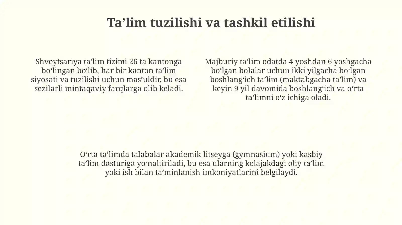 Shveytsariya ta'lim tizimi 4