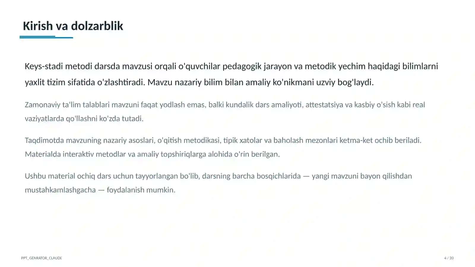 Keys-stadi metodi darsda 1