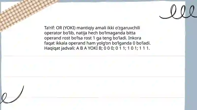Mantiqiy amallar va mantiqi elementlar 4