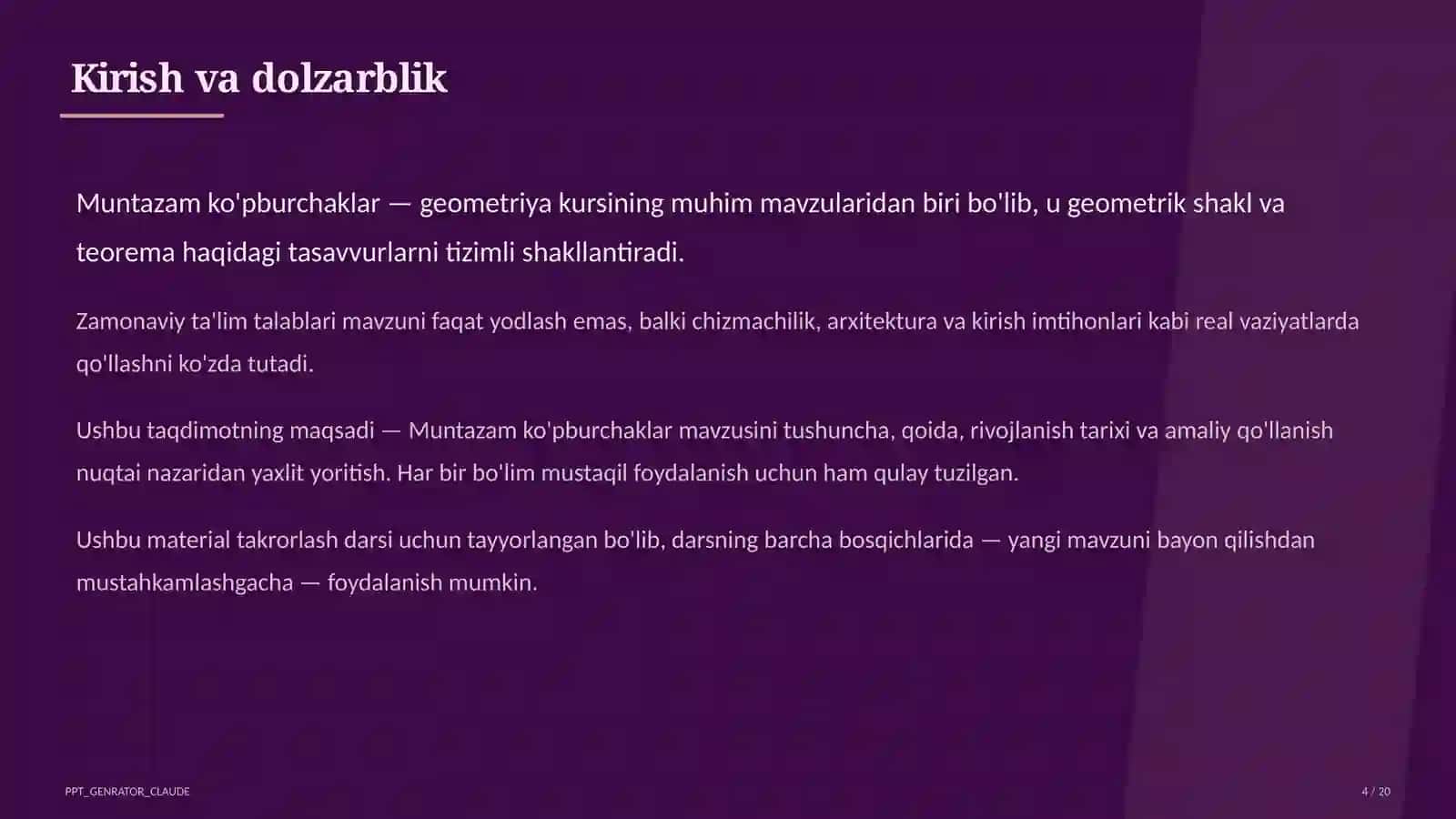 Muntazam ko'pburchaklar (9-sinf) 4
