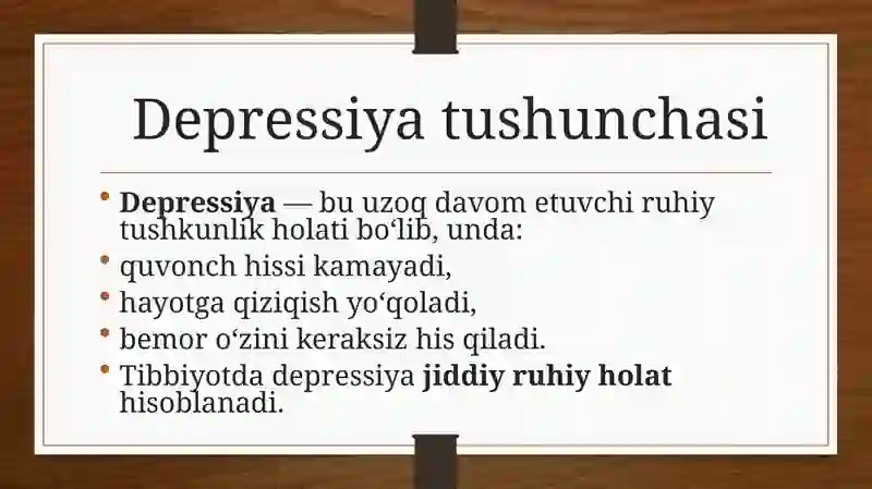 Bemorlarni Ruhiy Holati. Depressiya, Shok, Qo’rquv va Boshqalar 4