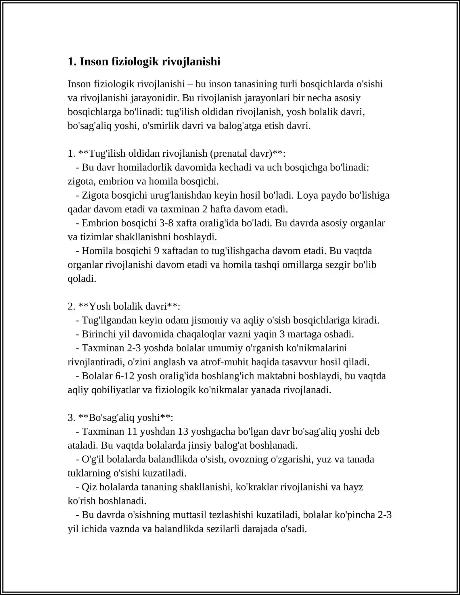 INDIVIDUAL RIVOJLANISHNING UMUMIY QONUNYATLARI. A'ZOLAR SISTEMASI ONTAFILOGENIZI 4