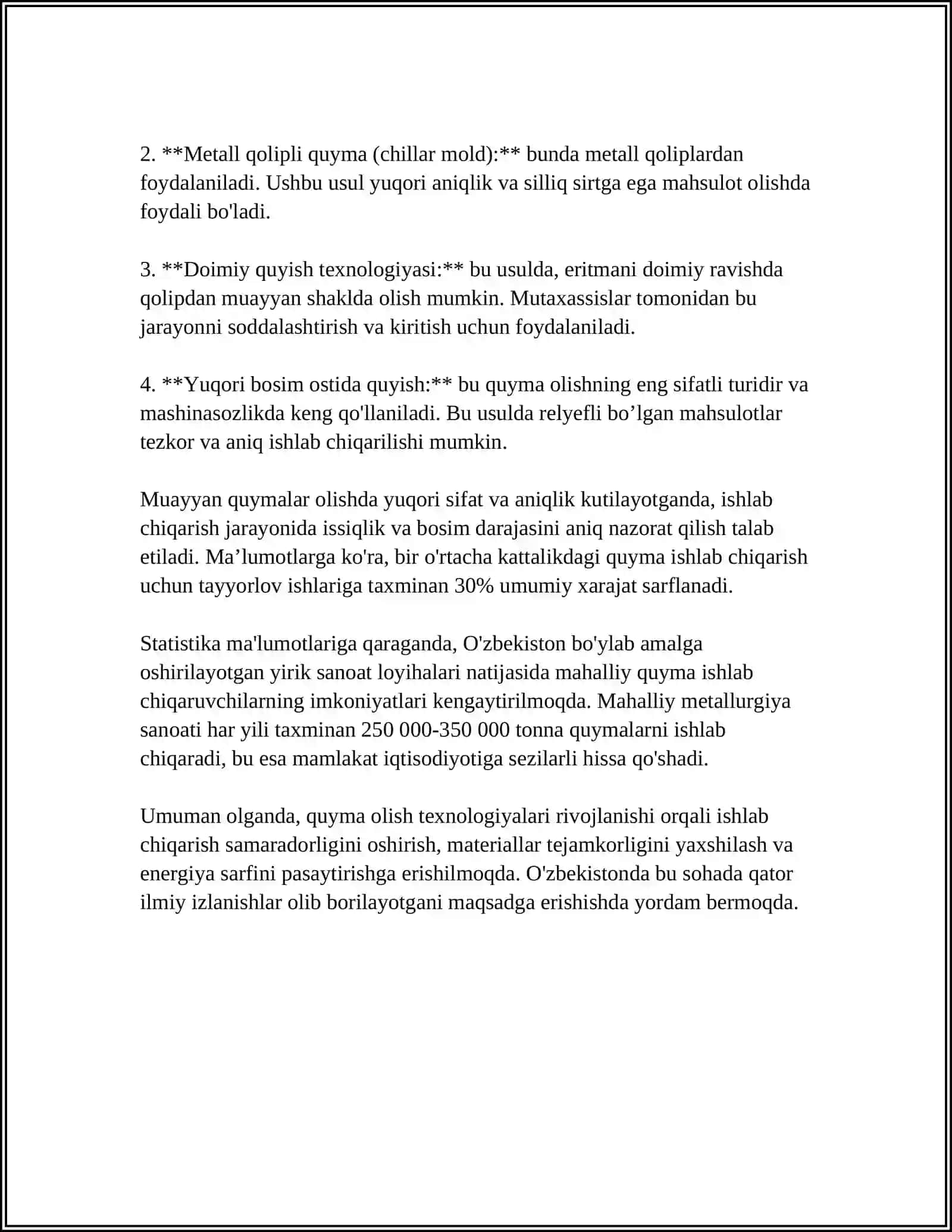 Quyma olish texnologiyalari 4