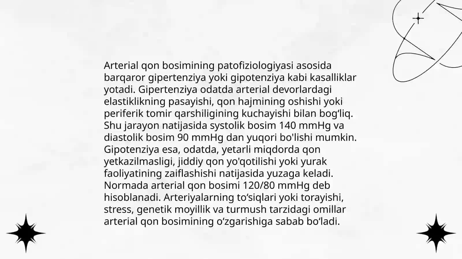 Arterial qon bosimi. Mikrosirkulyatsiya tizimi. Qon tomirlar tonusini boshqarilishi 4