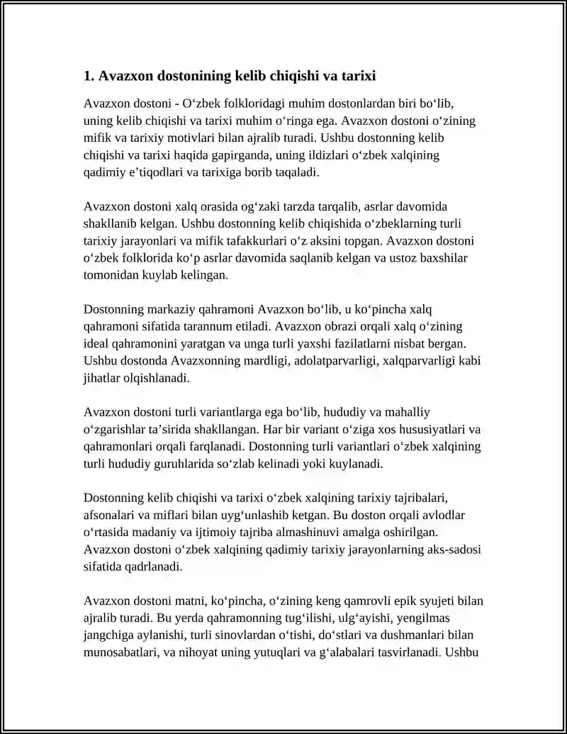 AVAZXON DOSTONI XUSUSIDA 4