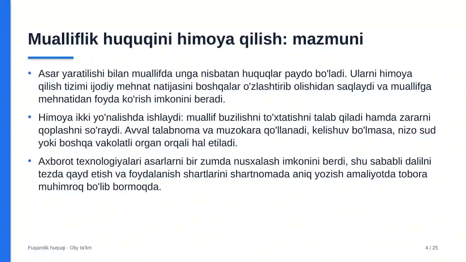 yakka tartibdagi uy joy qurilishida mualliflik huquqini himoya qilish 7173 4