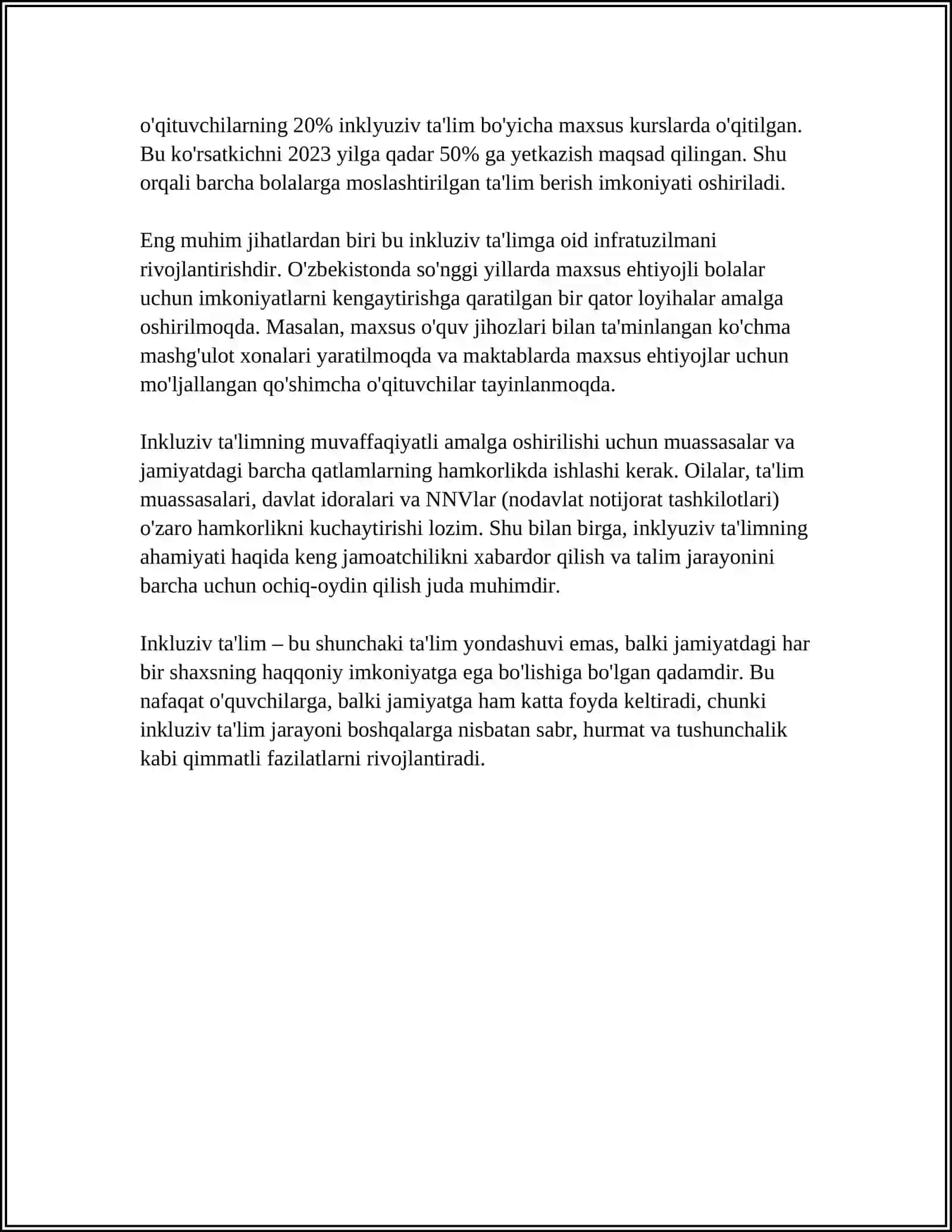 INKLYUZIV VA BIRGALIKDA O‘QITISH: ULARNING ASOSIY FARQLARINI ASOSLASH 4