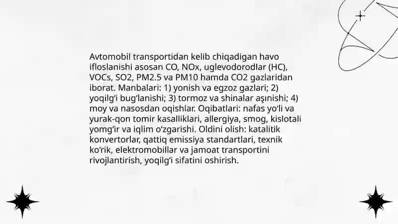 Avtomobil transporti va atrof muhit muhofazasi 4