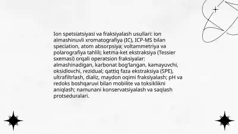 Tuproq va Suvning Ifloslanishida Ion Bog'lanishni Birikmalarni Aniqlovchi 4