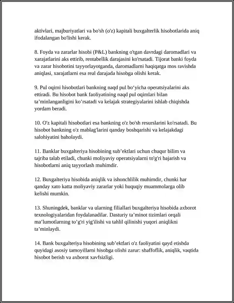 BANKLARDA BUXGALTERIYA HISOBINING SUB’EKTLARI VA OB’EKTLARI 4