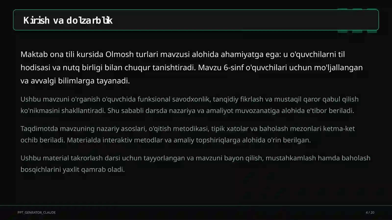 Olmosh turlari (6-sinf) 4