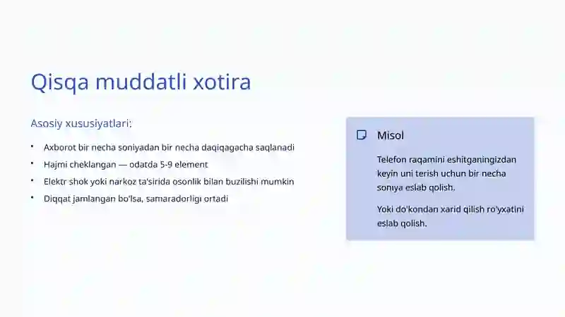Xotira Turlari 4