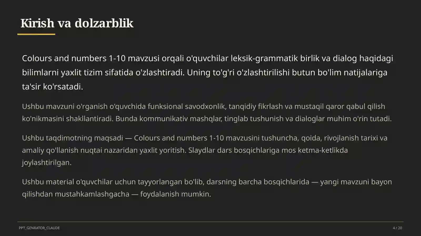 Ingliz tili (1–11) — o'quvchilar uchun 4