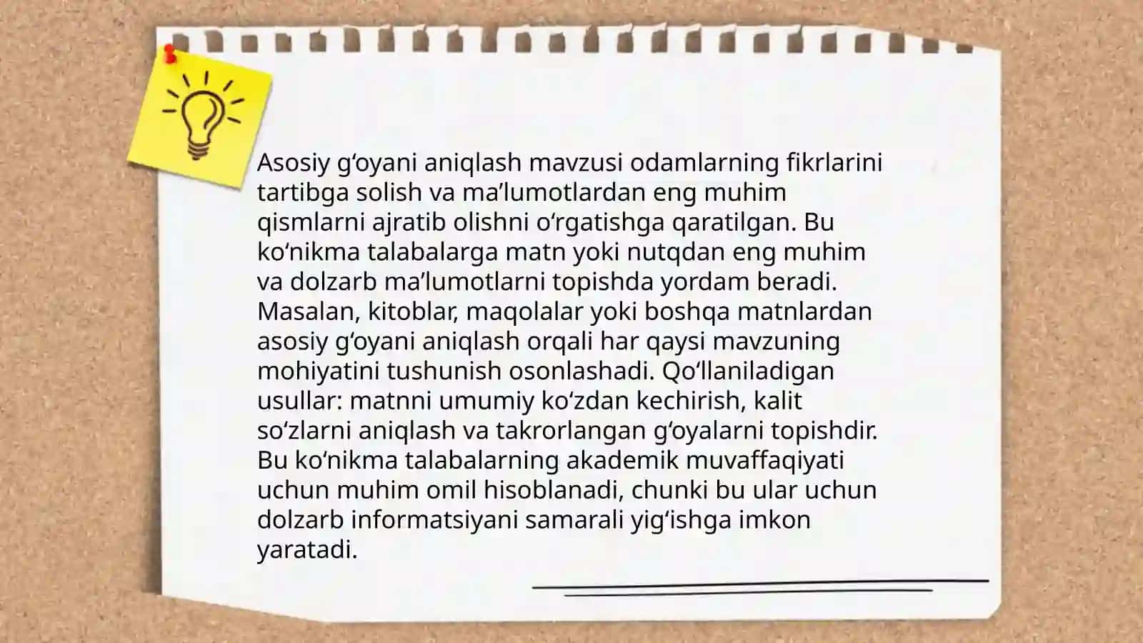 Tinglab tushunish koʻnikmasini shakllantirish uchun tanlangan matn ustida ishlash 4