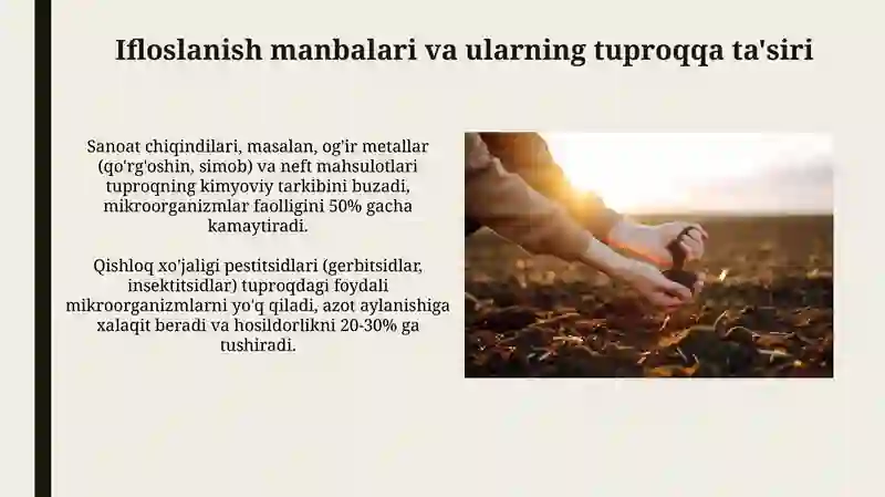 Ifloslangan tuproqlarning biologik faolligini oʻrganish va tahlil qilish 4