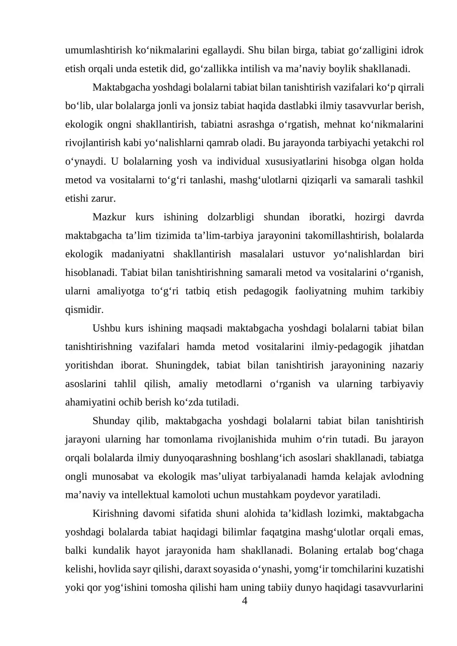 Maktabgacha yoshdagi bolalarni tabiat bilan tanishtirishning nazariy asoslari 4