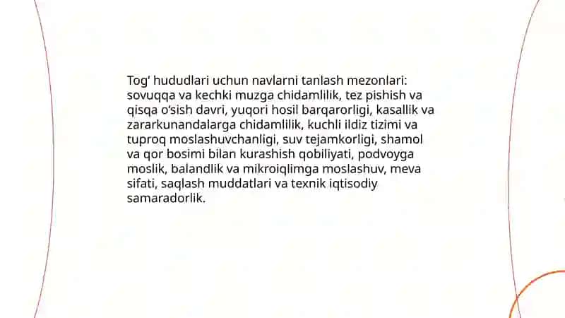 Subtropik oʻsimliklarni togʻda yetishtiriladigan standart navlarini tasnifi 4