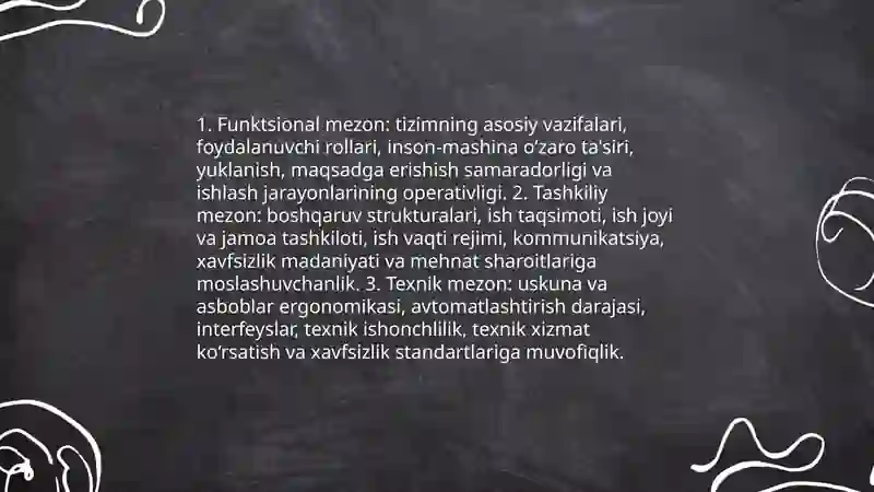 Ergonomik tizimlarni tahlil qilish va tasniflash 4