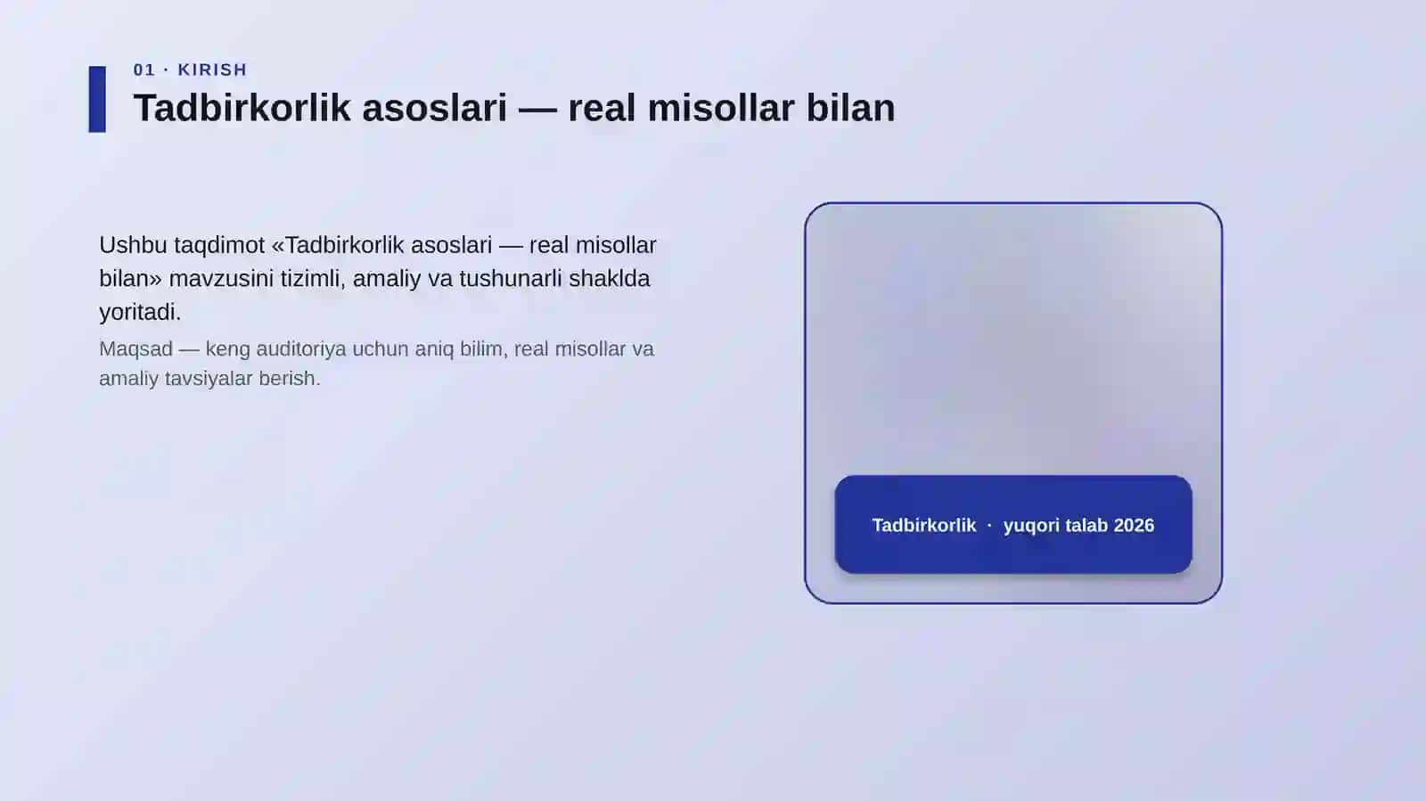 Tadbirkorlik asoslari — real misollar bilan 4