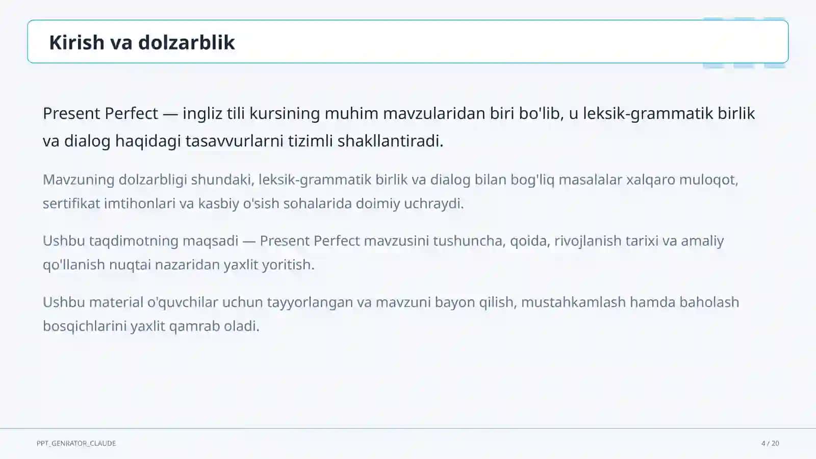 Present Perfect (8-sinf) 3