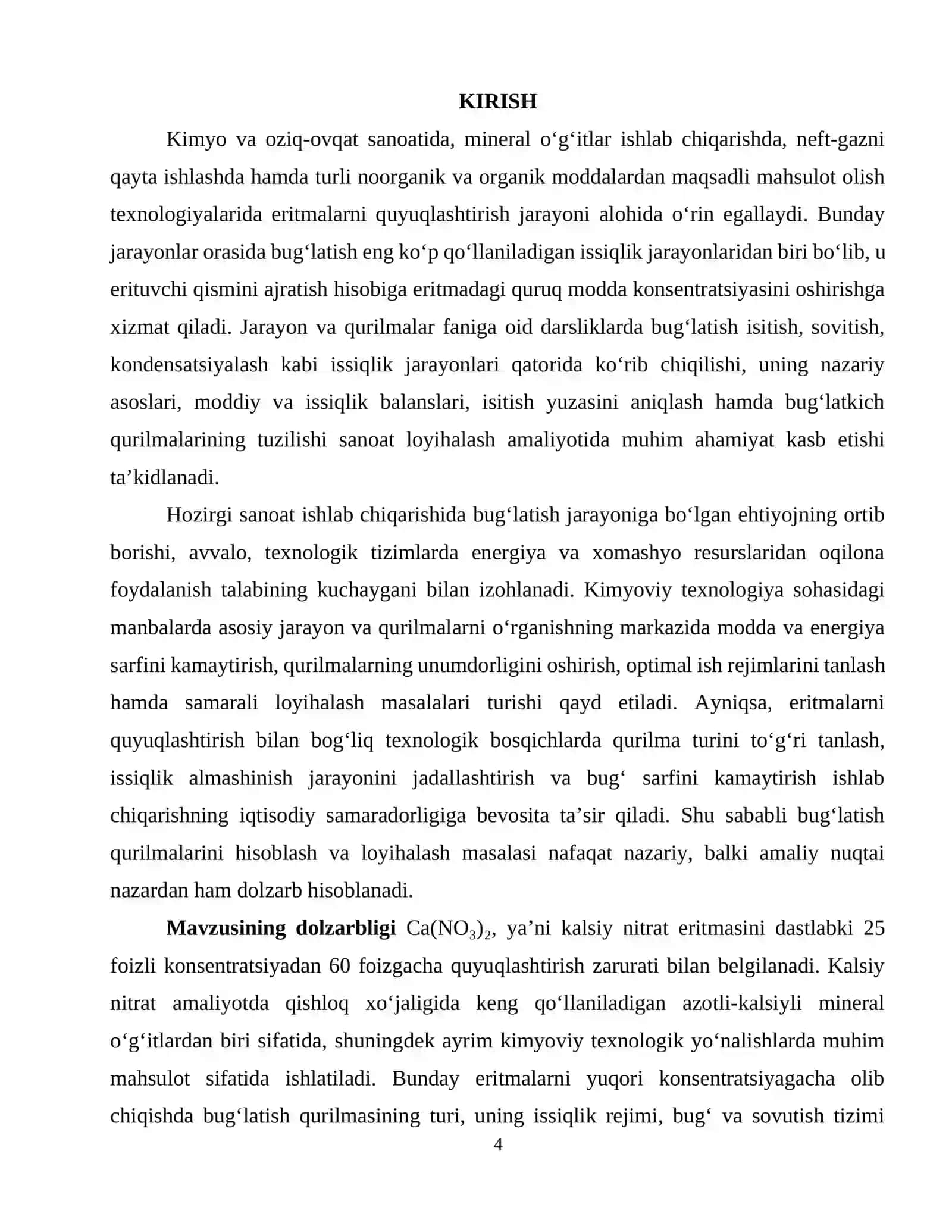 ASOSIY TEXNOLOGIK JARAYON VA QURILMALAR fanidan KURS LOYIHASI 4