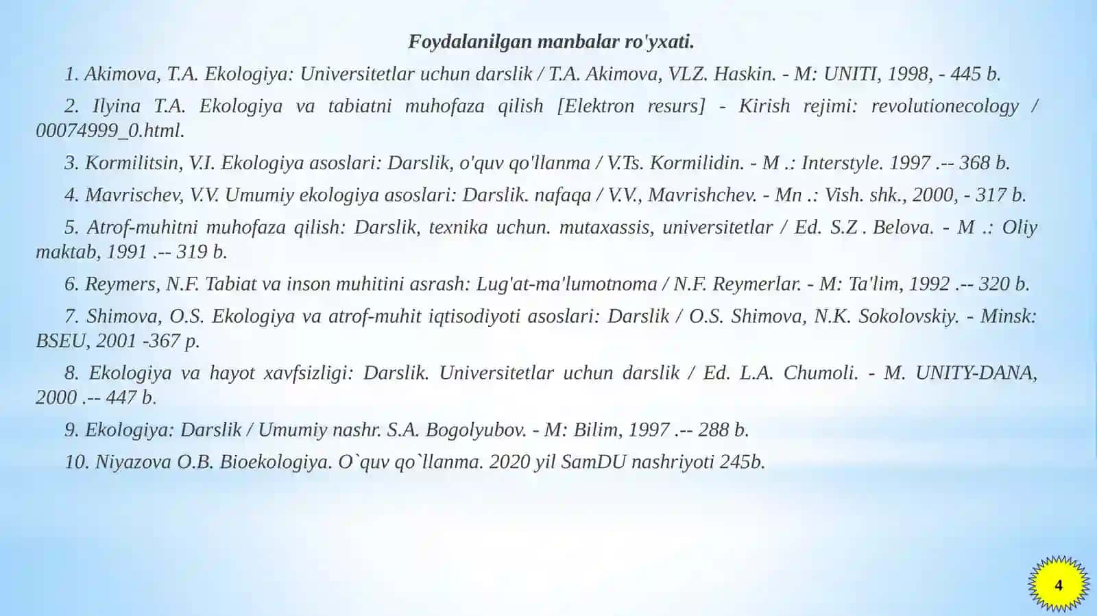 Landshaftlarga sanoat, tarnsport vositalarining ta’siri, tabiatni o‘zlashtirish tufayli kelib chiqadigan muammolar 4