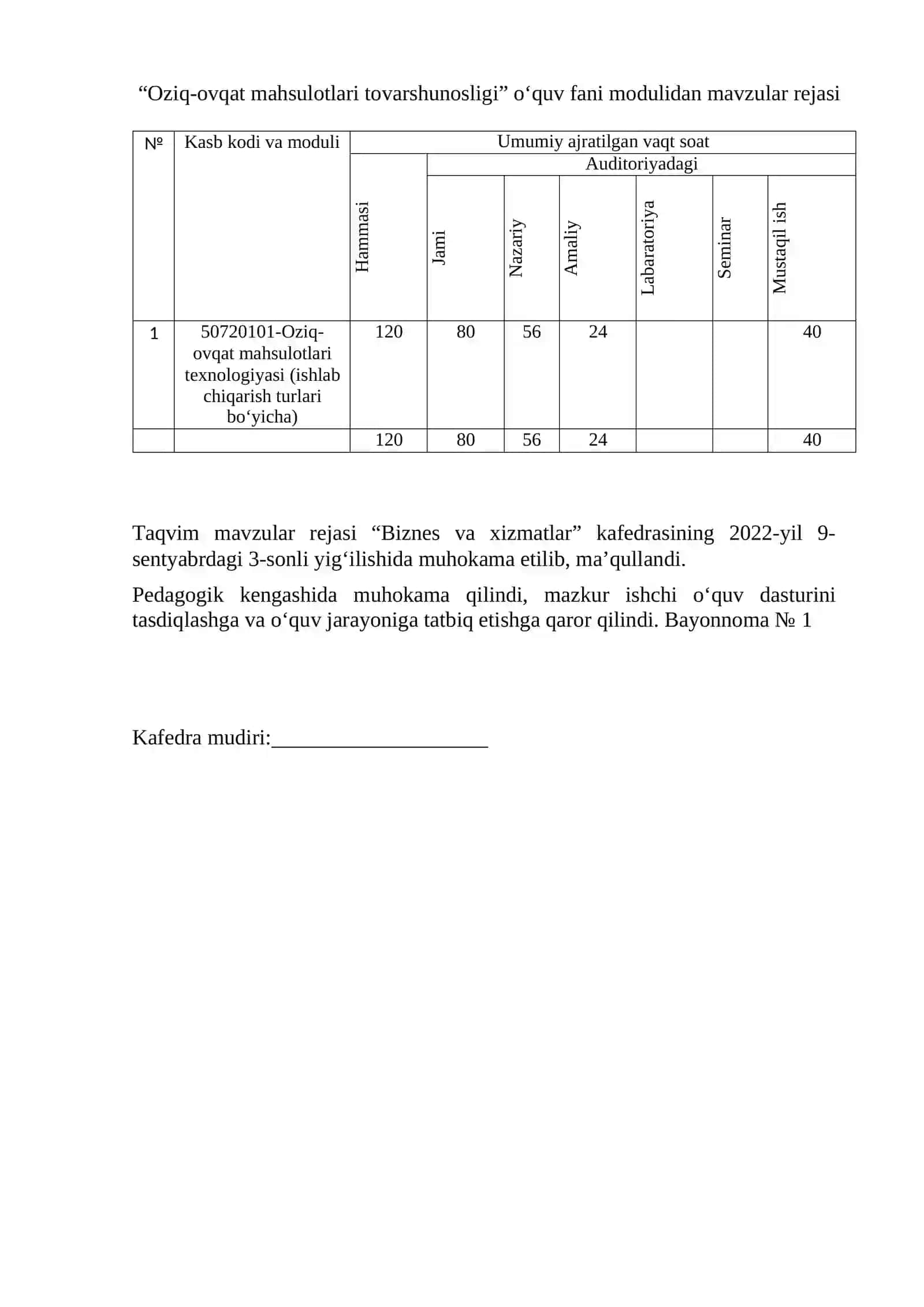 “Oziq-ovqat mahsulotlari tovarshunosligi” fanidan  O‘QITISH MATERIALLARI TO‘PLAMI 4