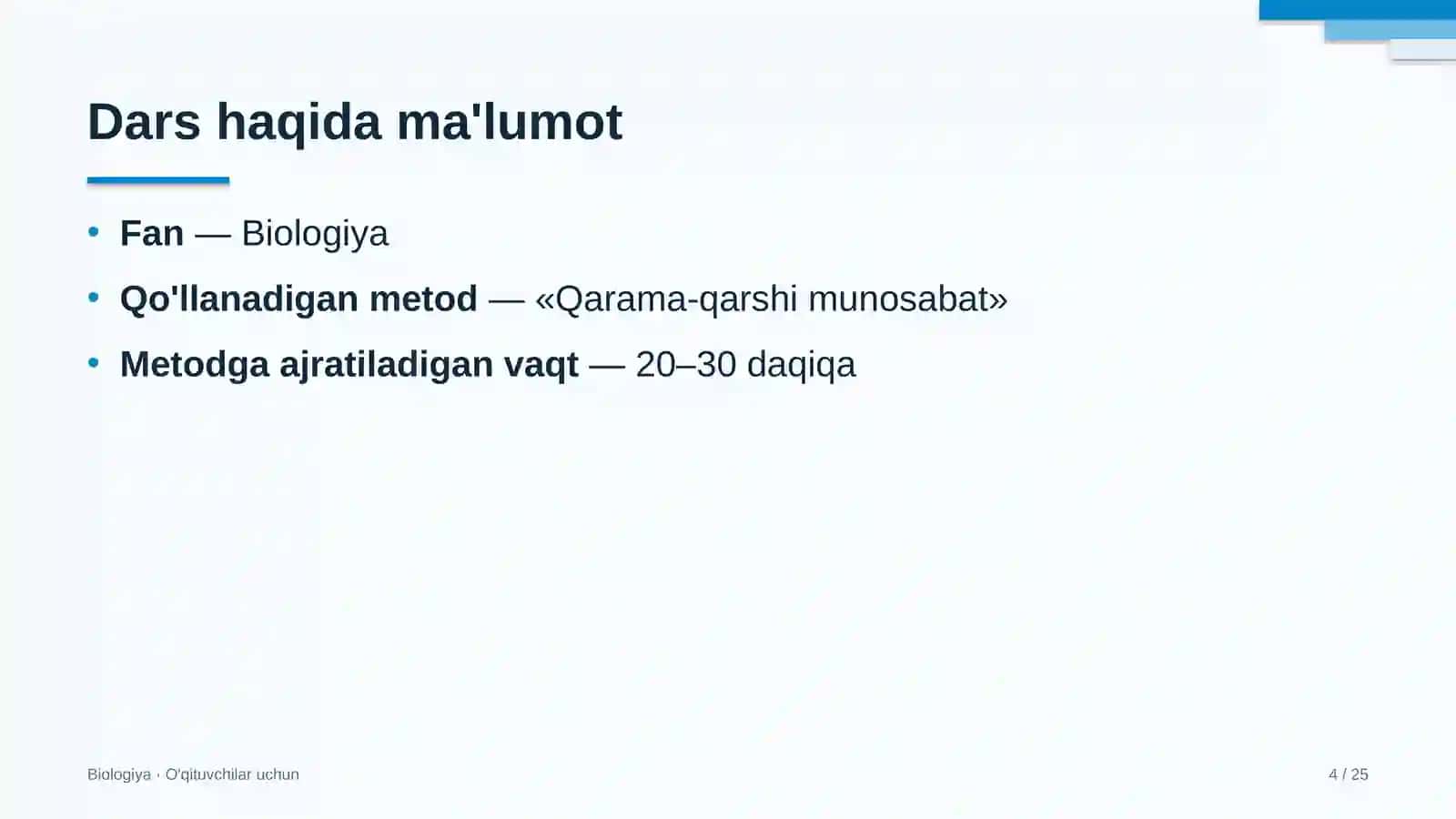 biologiya darslarida qarama qarshi munosabat metodidan foydalanish 7225 4