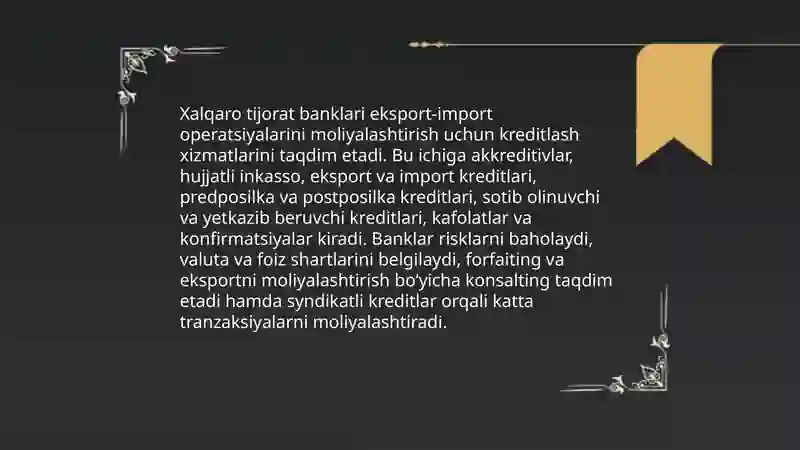 Xalqaro tijorat banklarining funksiyalari 4
