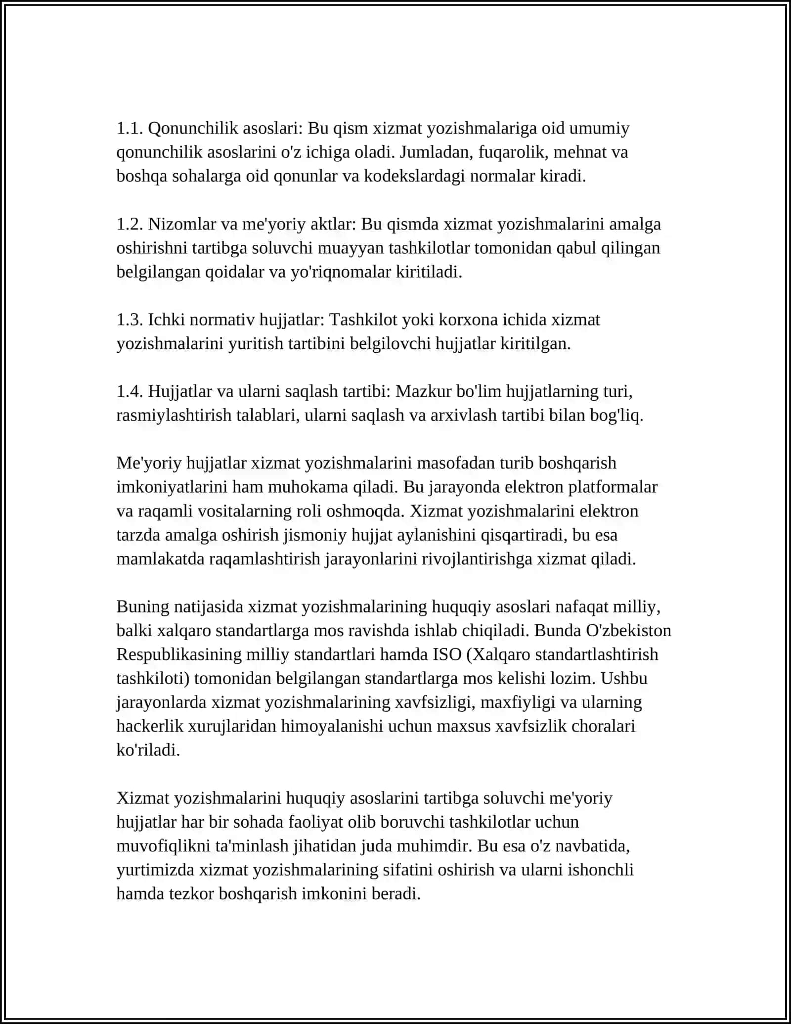 XIZMAT YOZISHMALARI BILAN ISHLASH TEXNOLOGIYALARI 4