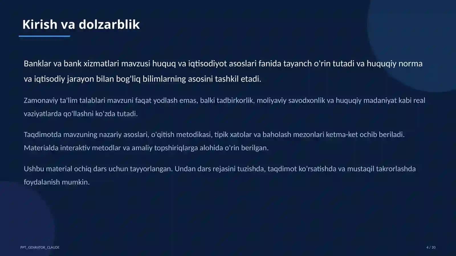 Banklar va bank xizmatlari (10-sinf) 4