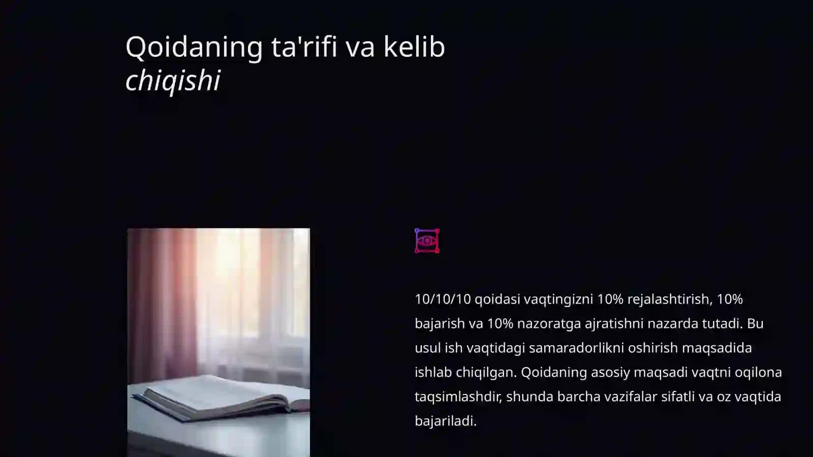 10 10 10 Qoidasi Vaqtni samarali boshqarish usuli 4