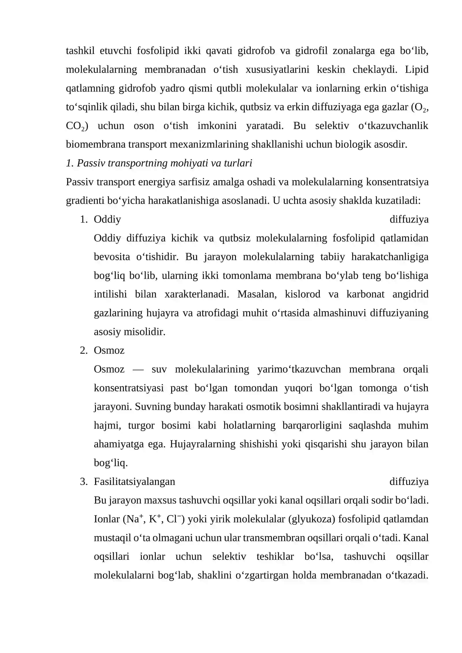 BIOMEMBRANALAR ORQALI MODDALARNING AKTIV VA PASSIV TRANSPORTI 4
