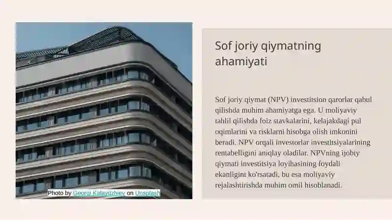 Sof joriy qiymat boʻyicha investitsion qarorlarni qabul qilish 4