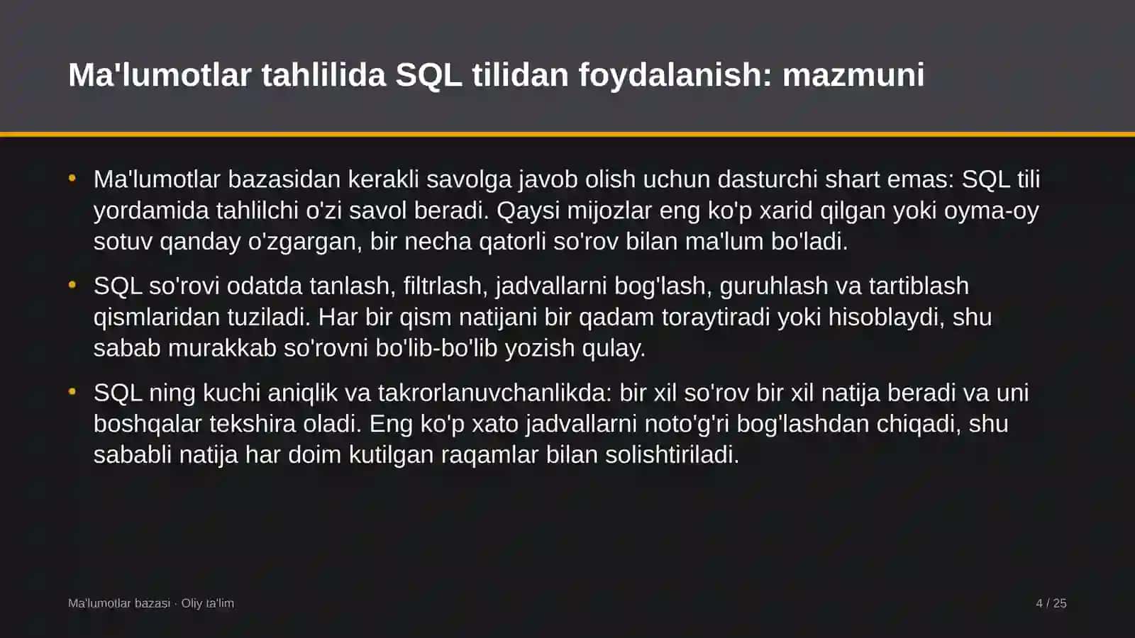 dorivor o'simliklar yetishtirishda ma'lumotlar tahlilida sql tilidan foydalanish 5476 4