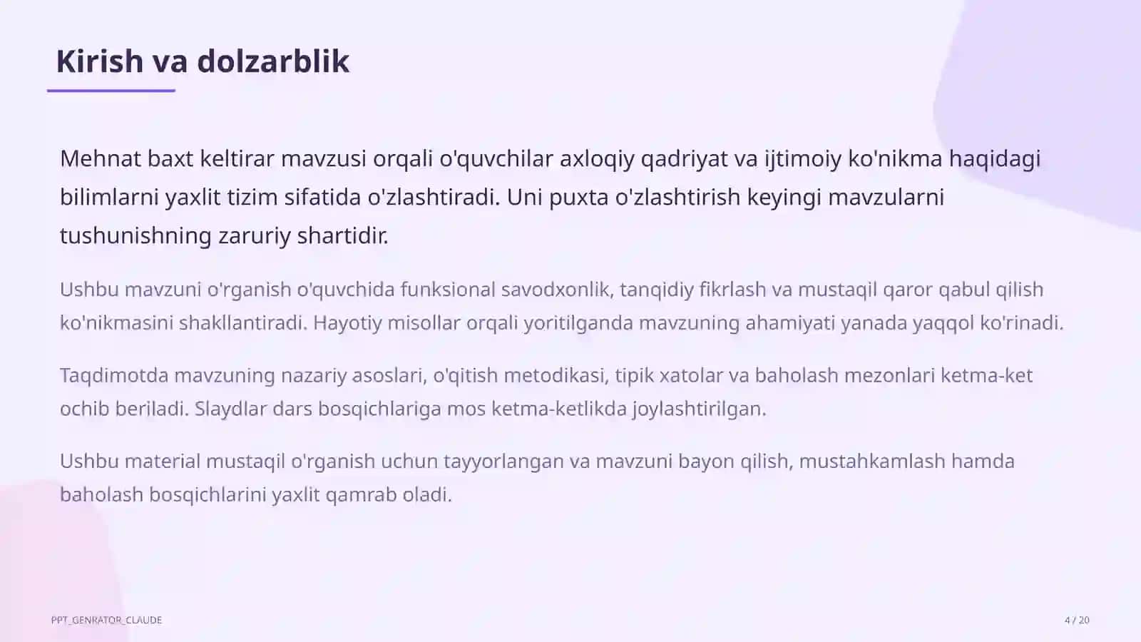 Mehnat baxt keltirar (3-sinf) 4