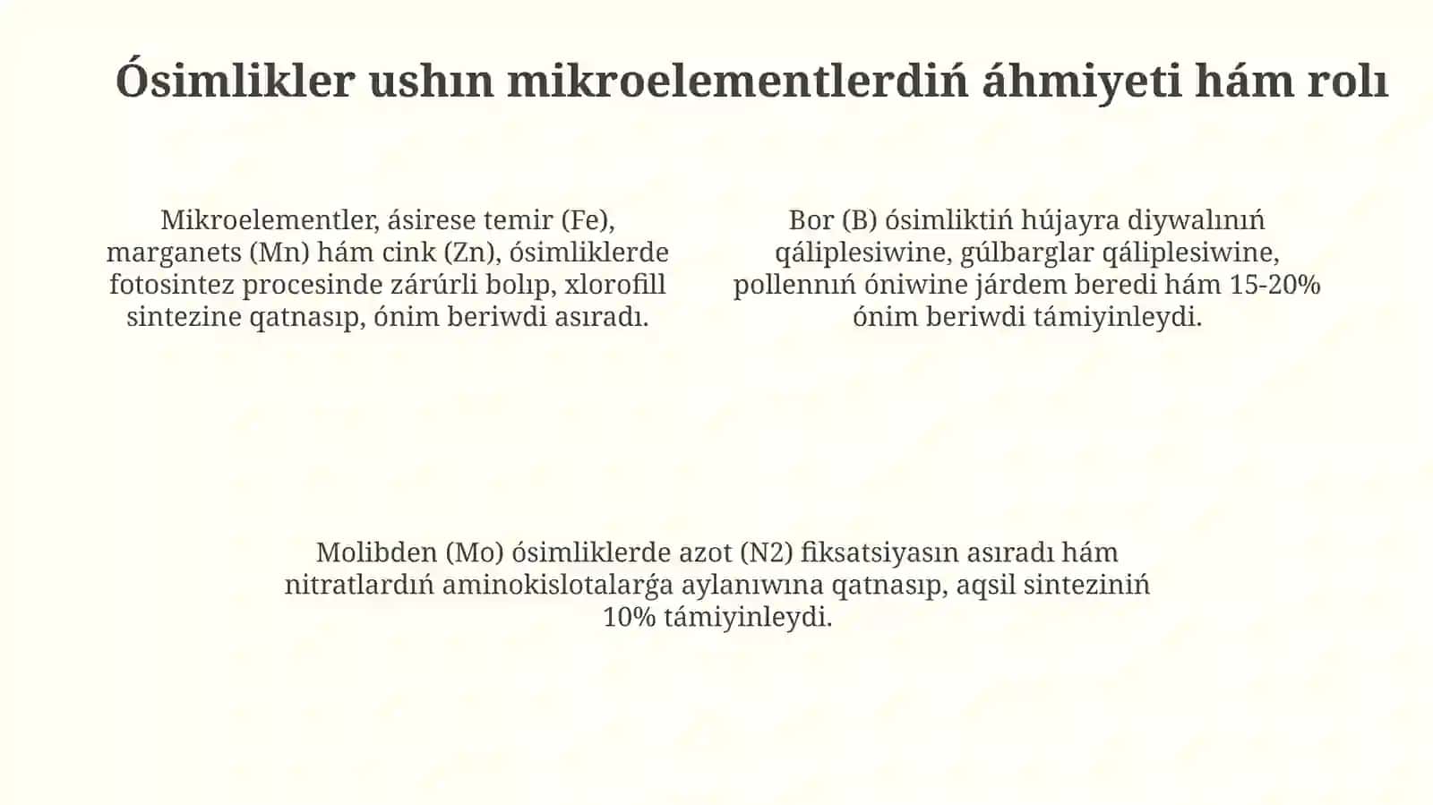 Mikroelementlar va ularning o‘simliklar oziqlanishidagi ahmiyati 4