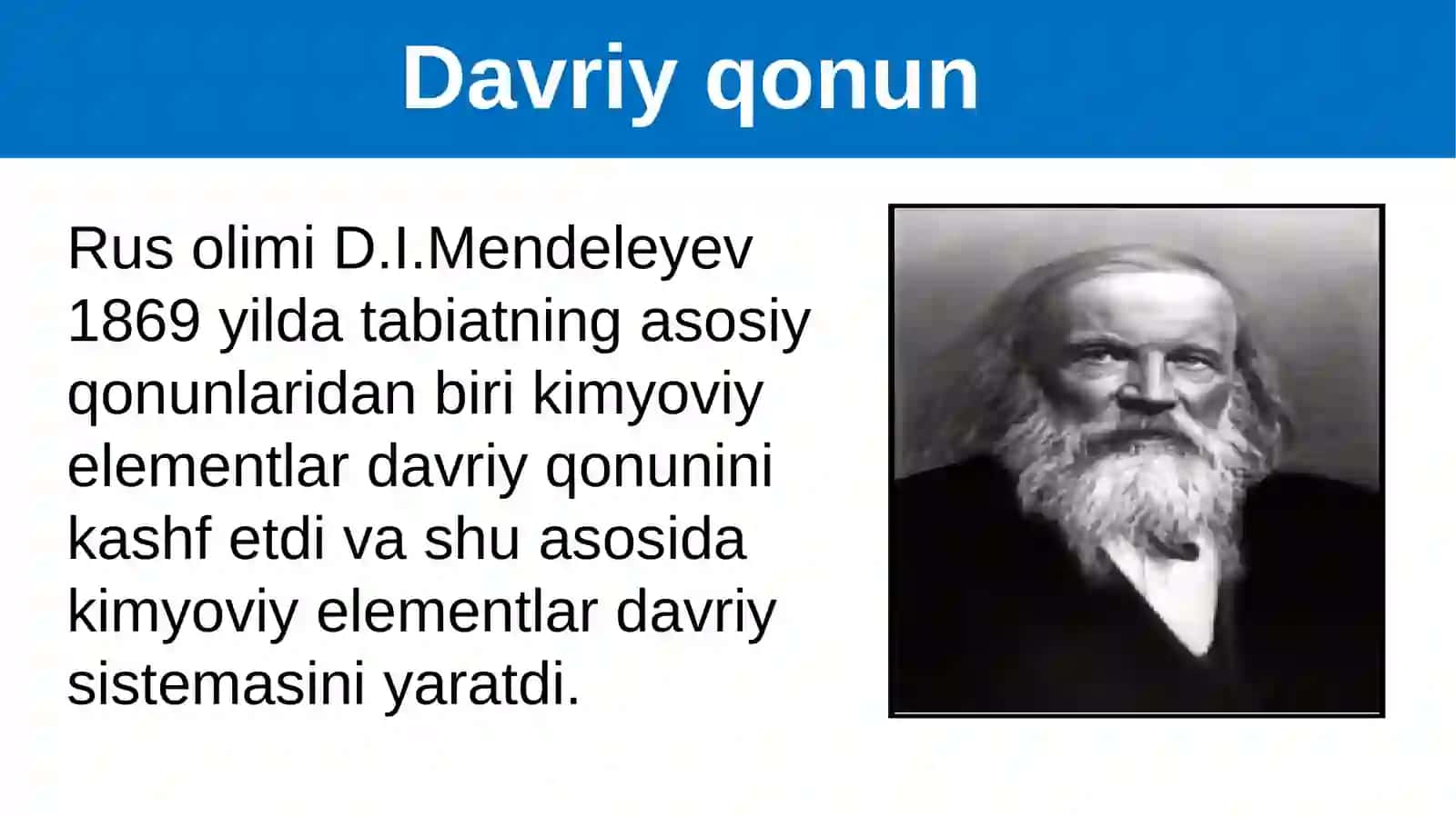 Davriy qonun. D.I.Mendeleyevning davriy sistemasi 4