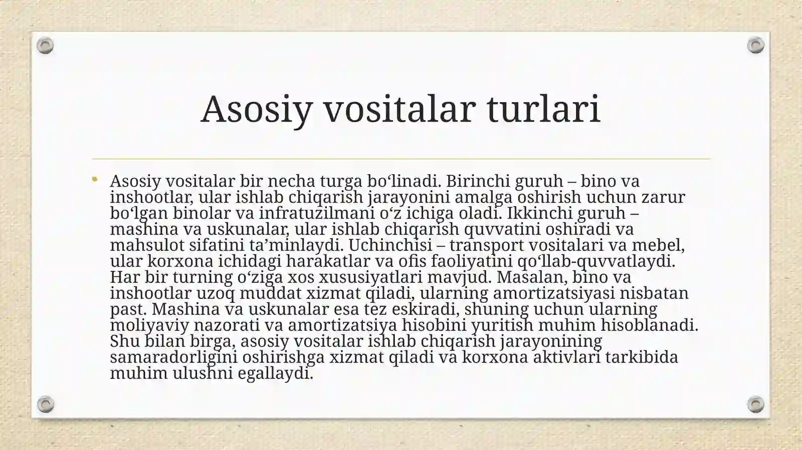 Asosiy vositalar tushunchasi va tur­lari 4